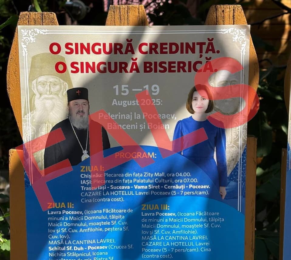FOTO // Kremlinul bagă „pelerinaje” în lupta informațională. Imagini cu Maia Sandu și Mitropolitul Petru, folosite în afișe false