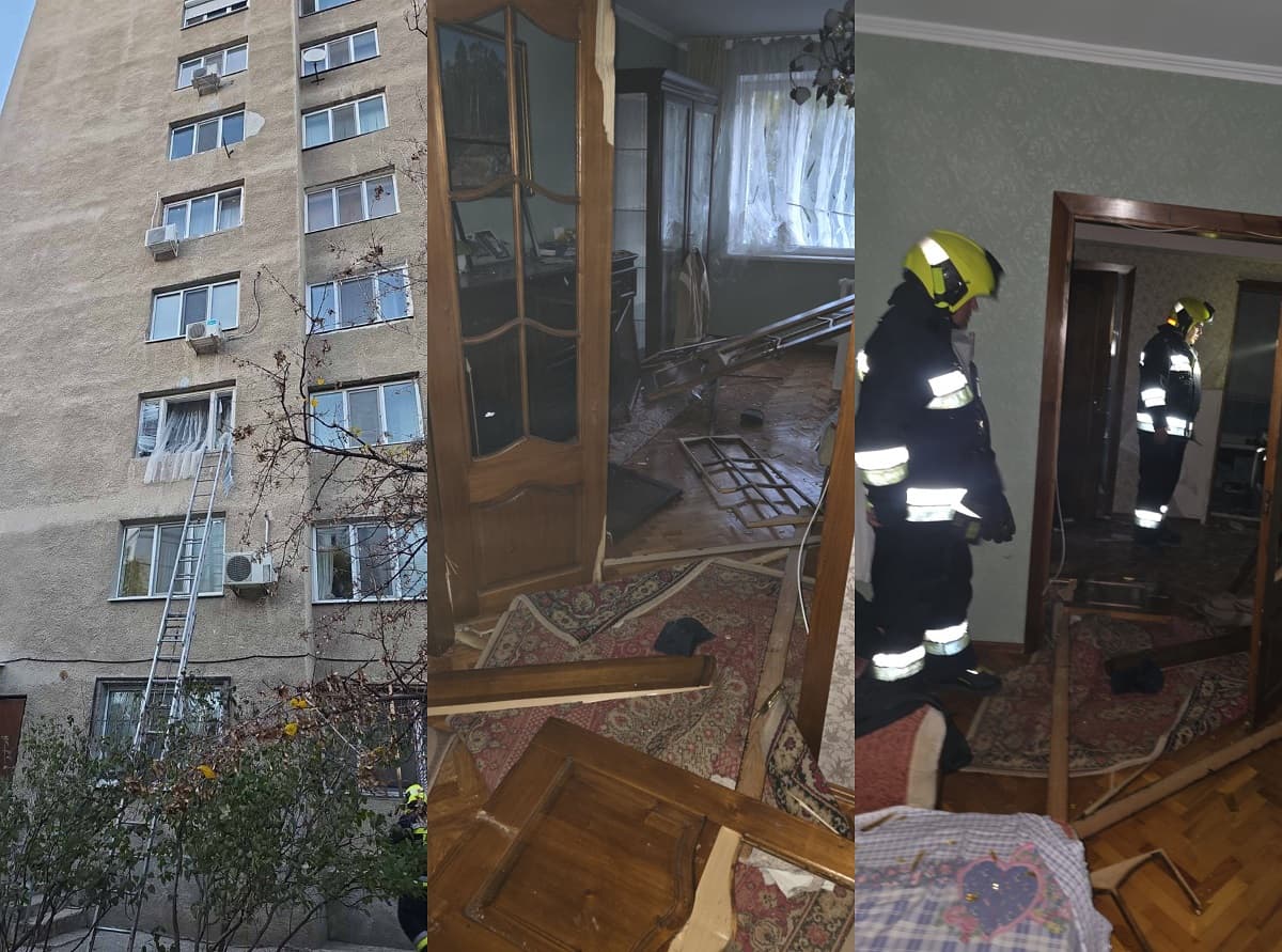 Explozie într-un bloc din capitală. Un tânăr a avut nevoie de îngrijiri medicale