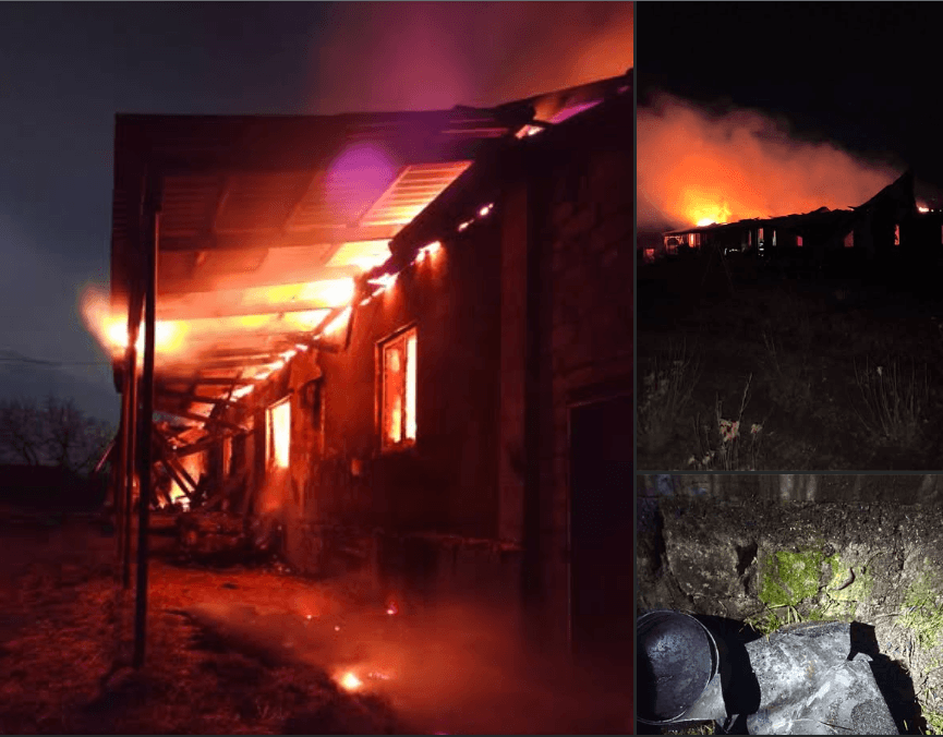 Ocnița // O casă mistuită de flăcări. Trei echipe de pompieri au luptat cu focul