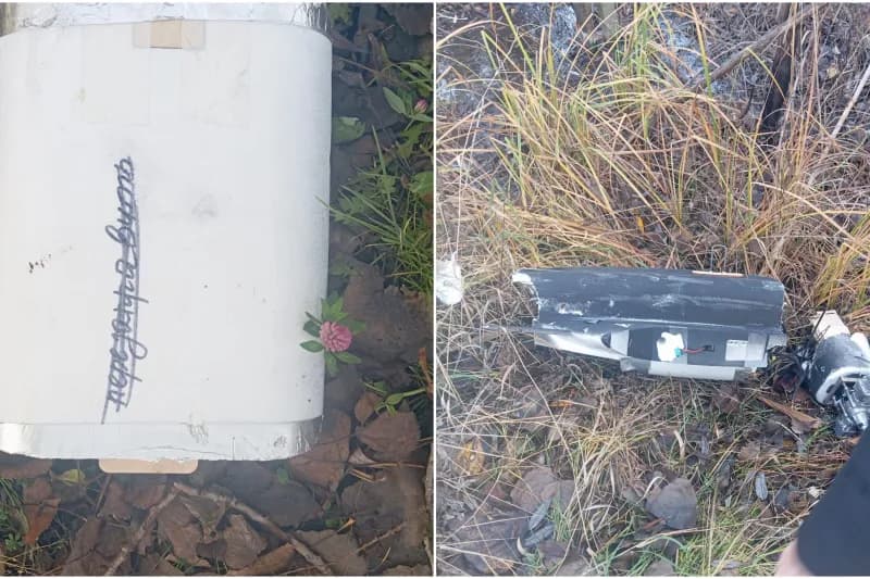 FOTO // Primele imagini cu drona căzută în curtea unui localnic din județul Vaslui, România. „A auzit un vuiet și apoi o lovitură puternică în spatele casei”