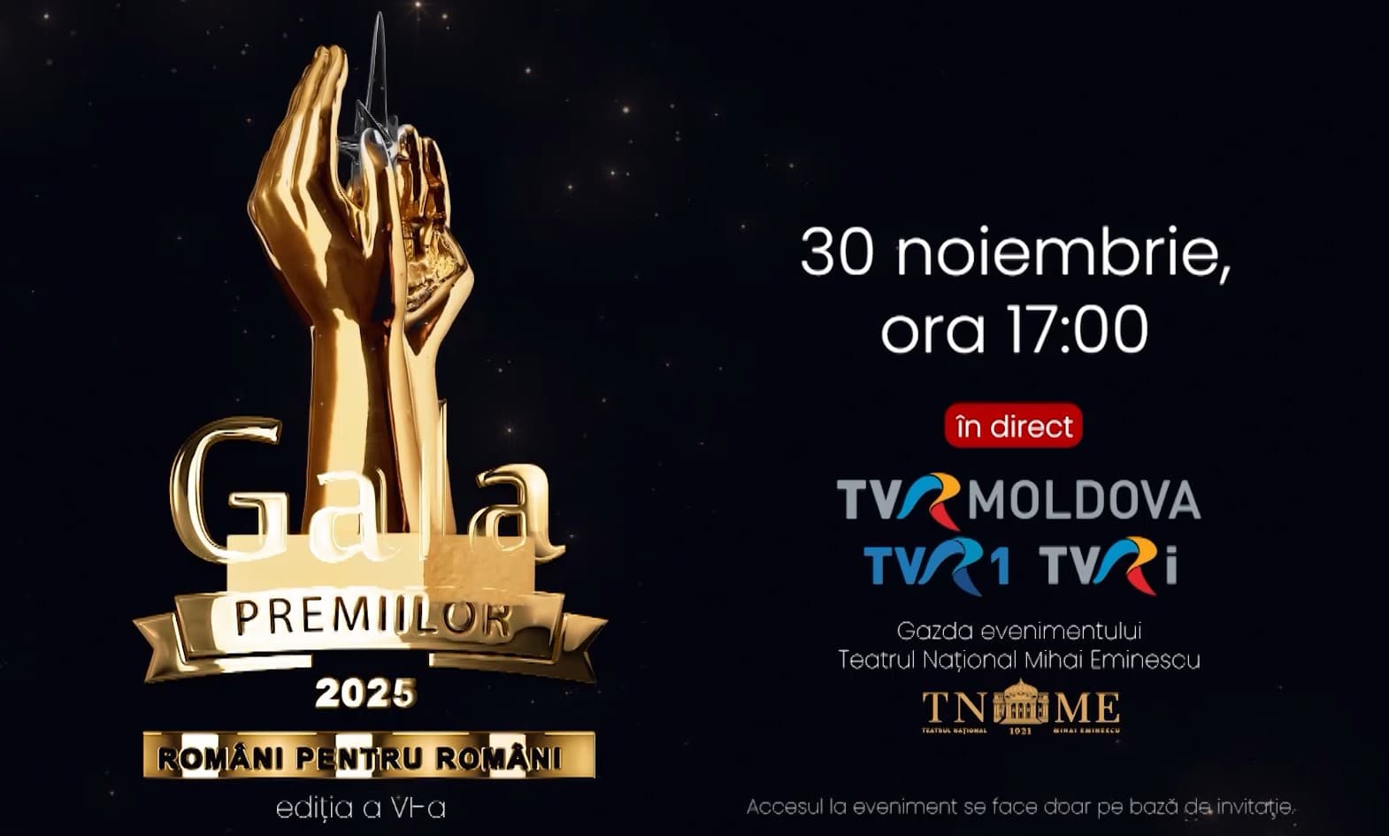 GALA PREMIILOR 2025: TVR Moldova premiază Excelența