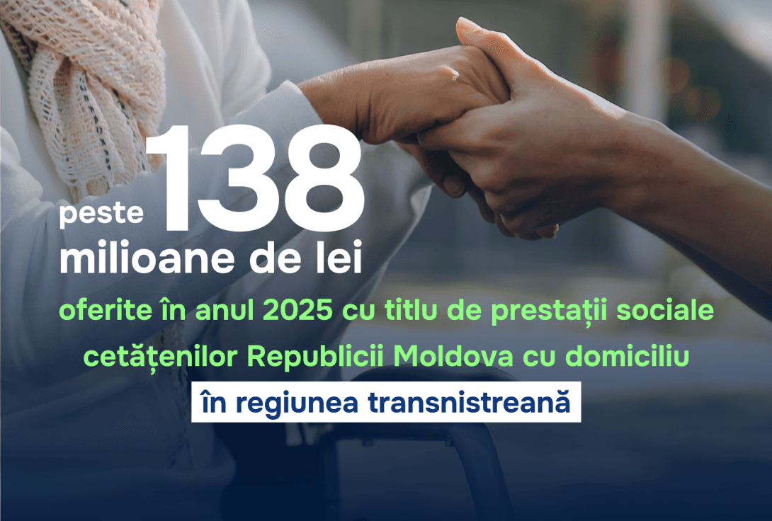 Prestații sociale de peste 138 milioane de lei, oferite în 2025 cetățenilor moldoveni cu domiciliul în regiunea transnistreană