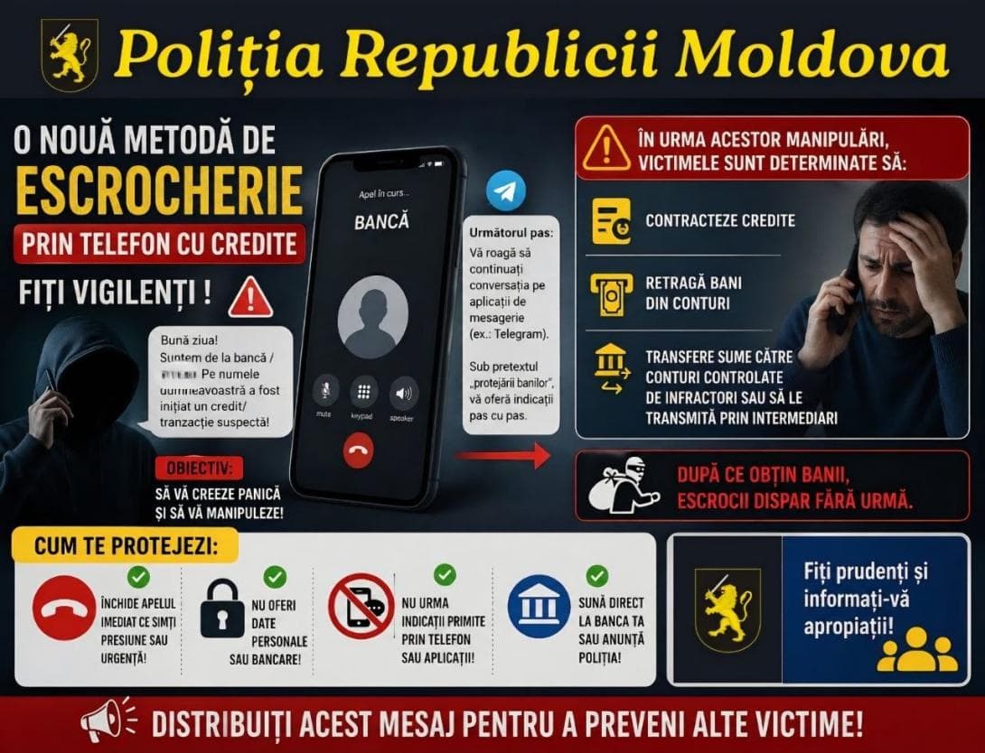 O nouă schemă de înșelăciune, semnalată de Poliție. Victimele, apelate de ”angajați” ai băncii și convinse să ia credite și să transmită banii
