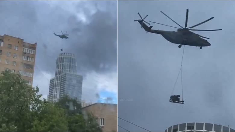VIDEO // Sisteme antiaeriene pe zgârâie-norii din Moscova. De frica dronelor ucrainene, rușii au dus cu elicopterul echipamentul de apărare, la etajul 42