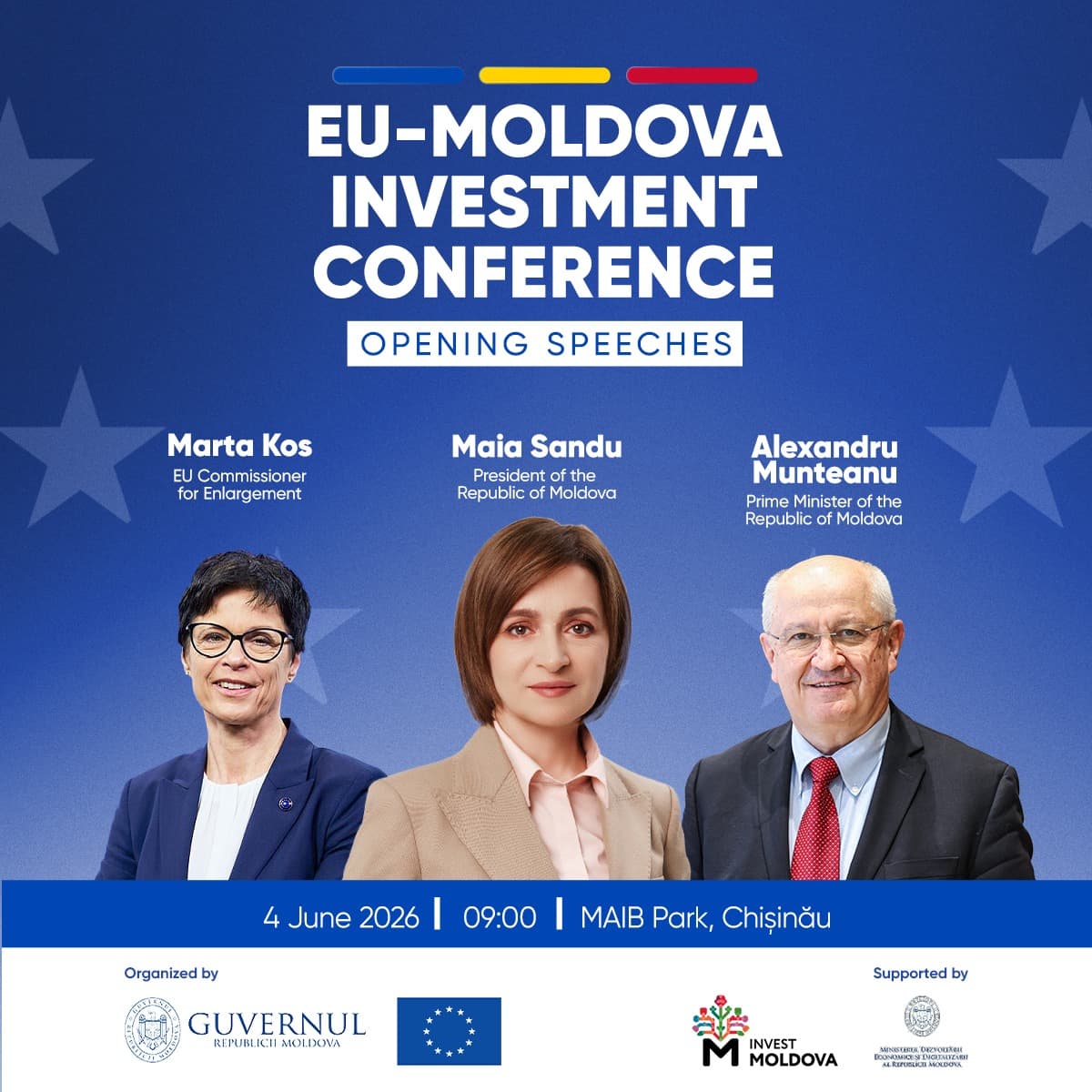 Prima Conferință investițională Republica Moldova – Uniunea Europeană, organizată la Chișinău: Comisara europeană Marta Kos, invitat special