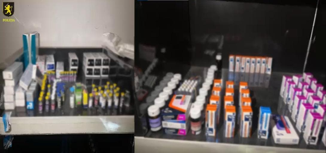 VIDEO // Laborator clandestin de preparate medicamentoase, descoperit la Chișinău. Produse interzise de peste 10 milioane de lei, ridicate de polițiști