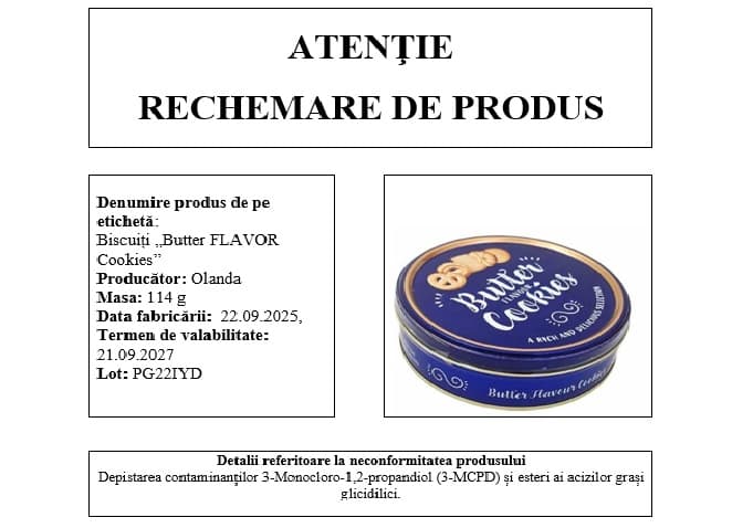 Evitați produsul! Un lot de biscuiți contaminați a fost retras de pe rafturi