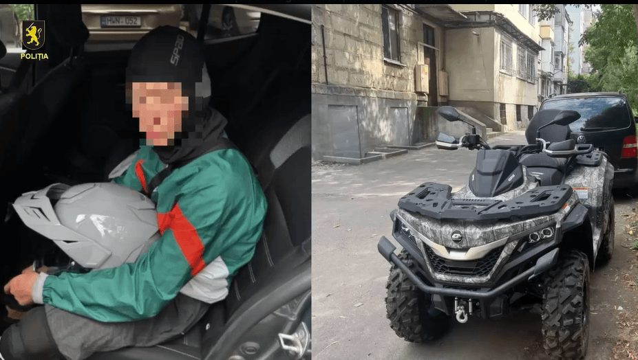 VIDEO // Ar fi furat un ATV din parcarea unui salon auto din capitală. Un minor, cercetat de poliție