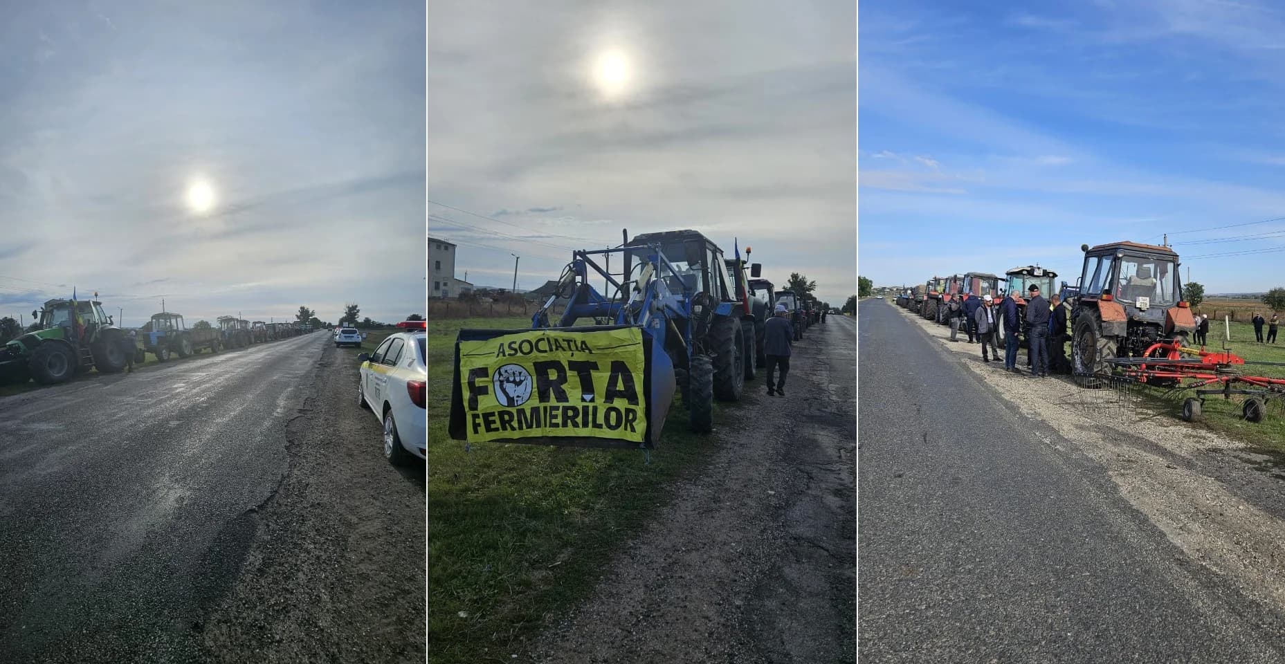 GALERIE FOTO // Fermierii din Basarabeasca au ieșit la protest. Mai multe utilaje agricole, scoase în drum
